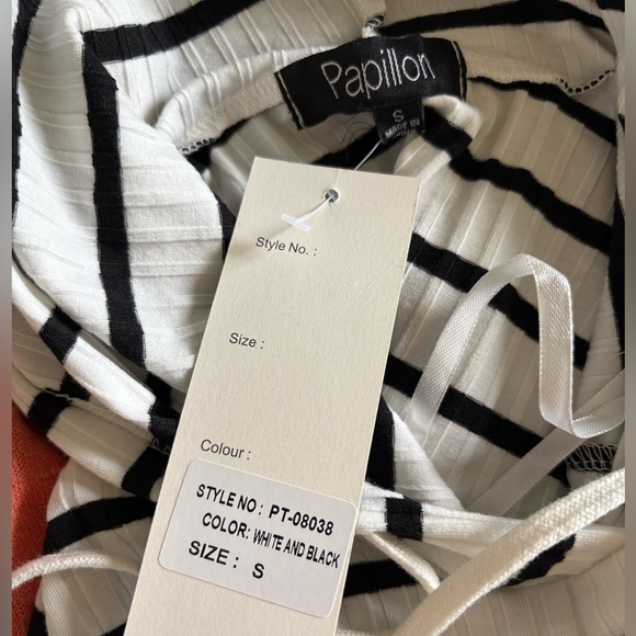 NWT Papillon Small Black & White Striped Long-Sleeve Hoodie - Picture 6 of 7